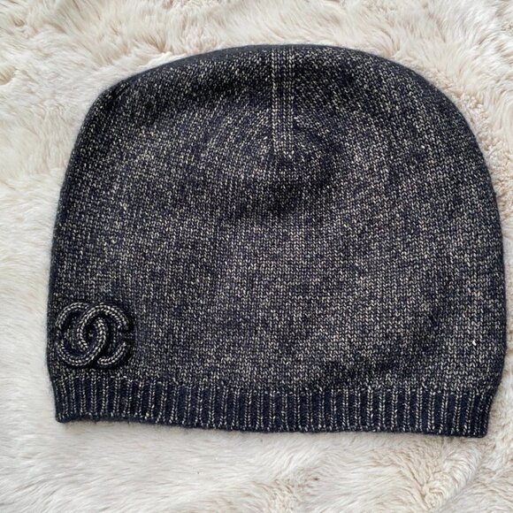 CHANEL Black and Gold Metallic Beanie Hat with Tags main image 4